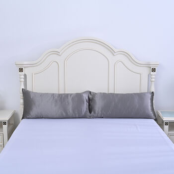 Serenity Night: 2er-Set Kissenbez&uuml;ge aus 100% Maulbeerseide, Gr&ouml;&szlig;e 40x80 cm, Grau