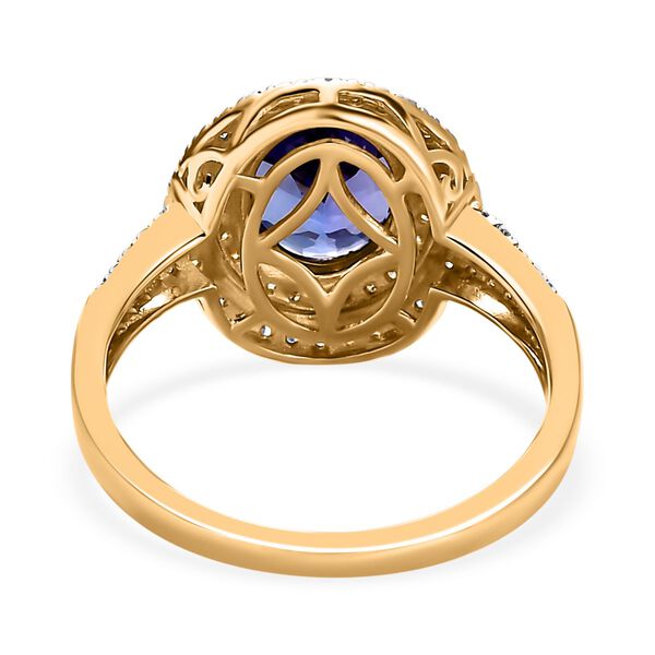 AAA Tansanit, nat&uuml;rlicher gelber und wei&szlig;er Diamant-Halo-Ring - 2,59 ct. image number 8
