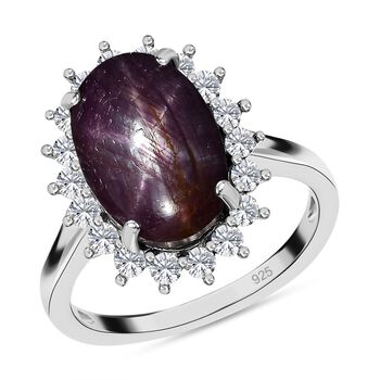 Sternrubin und Zirkon Halo Ring - 12,67 ct.