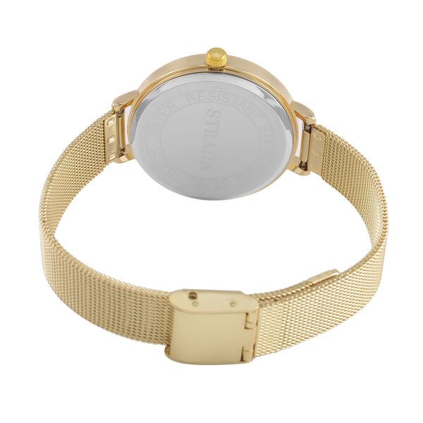 STRADA - Japanisches Uhrwerk, Wei&szlig;er Kristall, 8.5 cm 316L Edelstahl, goldfarben image number 5