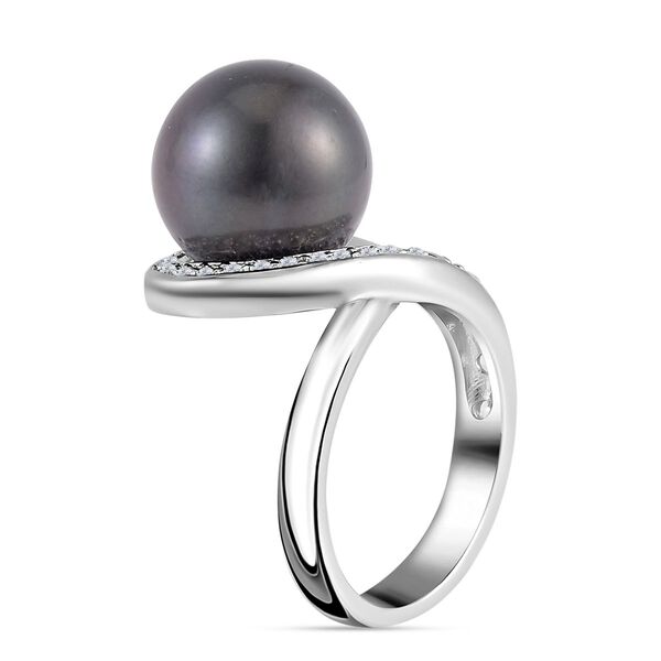 12-13mm Tahiti Perle und Zirkon Ring - 0,45 ct. image number 5