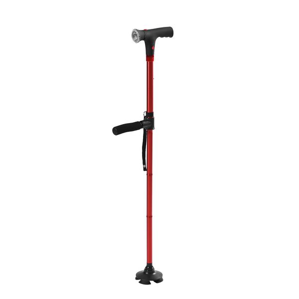 Klappbarer Smart-Walking-Stick mit drehbarem LED-Frontlicht und SOS-Alarm, Rot image number 2