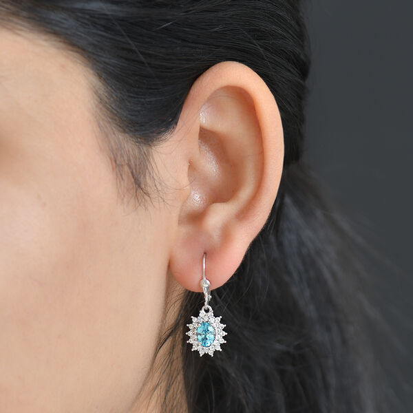 D'Joy AA blaue und wei&szlig;e Zirkon Ohrringe - 3,79 ct. image number 2