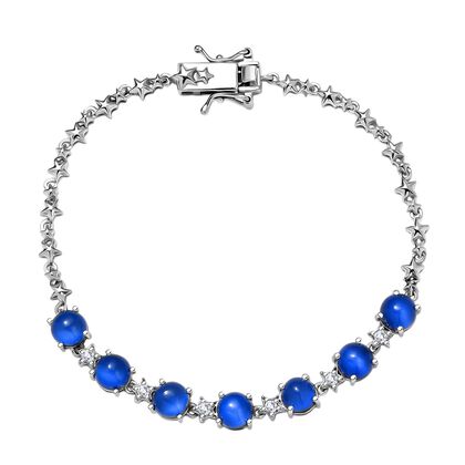 D'Joy Aurora Mondstein, Wei&szlig;er Zirkon Armband ca. 19 cm 925 Silber rhodiniert ca. 7,34 ct.