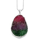 Wassermelonen Drusen-Quarz-Anhänger mit Kette, ca. 50 cm, silberfarben, ca. 123,50 ct