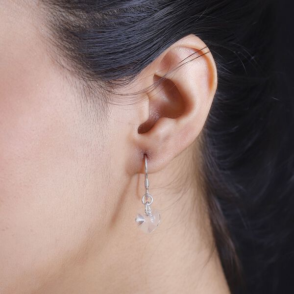 J Francis gefertigt mit SWAROVSKI- Weiße Swarovski Kristall Herz Ohrringe image number 4