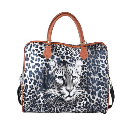 Handtasche mit Leopardenmuster, Weiß und Schwarz