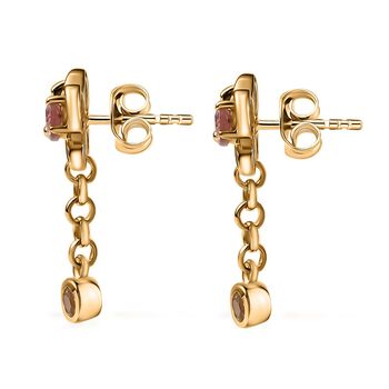 D joy Mehrfarbige-Turmalin Ohrringe, 925 Silber 750 Gelb Vergoldet ca. 0,96 ct.