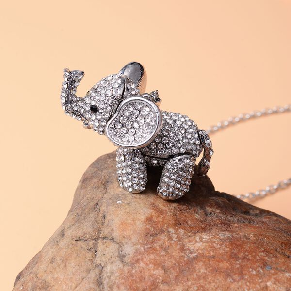Kristall Elefant-Anhänger mit Kette, 60 cm image number 2