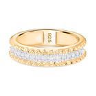 Weißer Diamant Ring 925 Silber Gelbgold Vermeil (Größe 17.00) ca. 0,15 ct