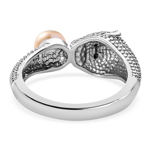 Rosa S&uuml;&szlig;wasser Perle und schwarzer Spinell Ring image number 6