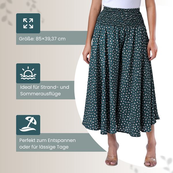 Weit geschnittene Freizeithose, Smockbund, 85x39cm, Grün und weiß image number 4