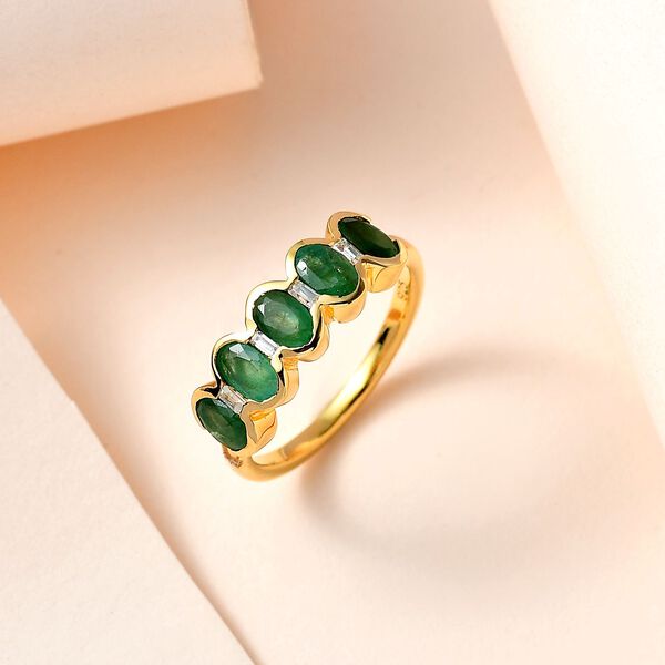 Kagem sambischer Smaragd und Zirkon-Ring - 1,19 ct. image number 1