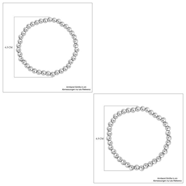 5er-Set – Kugel-Perlen-Armbänder in Silberton image number 4