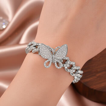 DESIGNER INSPIRIERT Wei&szlig;er Kristall Armband ca. 19 cm, Silberfarben