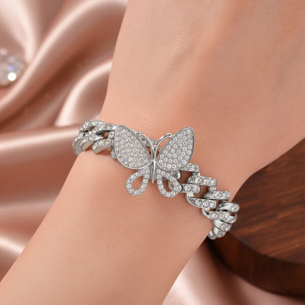 DESIGNER INSPIRIERT Wei&szlig;er Kristall Armband ca. 19 cm, Silberfarben image number 3