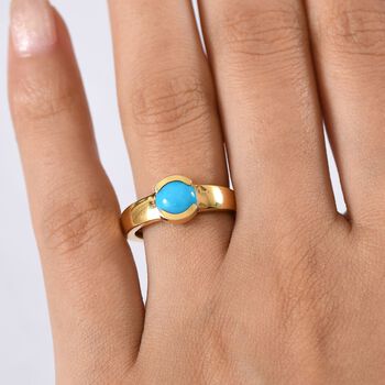 D'Joy AA Sleeping Beauty T&uuml;rkis Ring 925 Silber 750 Gelb Vergoldet (Gr&ouml;&szlig;e 16.00) ca. 1,27 ct