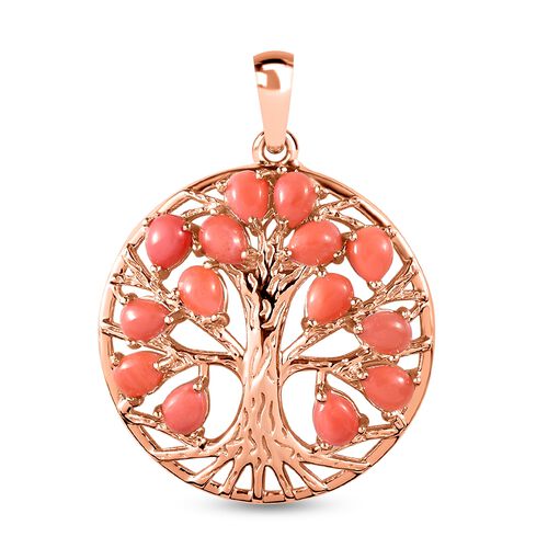 Oregon Pfirsich Opal-Baum-des-Lebens-Anhänger, 925 Silber rosévergoldet, 1,79 ct image number 0