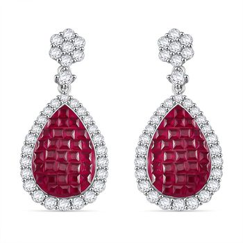 Rubin-Farbe und wei&szlig;e Zirkonia Ohrringe