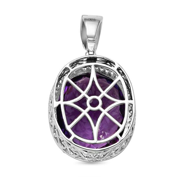 Lusaka Amethyst und wei&szlig;er Zirkon-Anh&auml;nger - 26,50 ct. image number 5