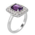 Marokkanischer Amethyst und Zirkon Halo Ring 925 Silber Platin-Überzug image number 3
