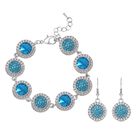 2er Set - Blauer Kristall Armband und Ohrringe