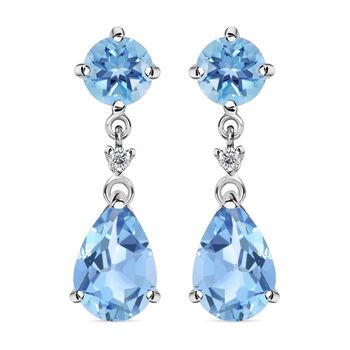 Himmelblaue Topas Ohrringe, 925 Silber ca. 10,46 ct