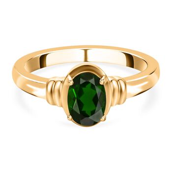 Nat&uuml;rlicher Chromdiopsid Solit&auml;r Ring 925 Silber vergoldet (Gr&ouml;&szlig;e 16.00) ca. 0,87 ct