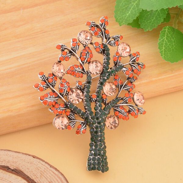 Orange Feder-Kristallbrosche image number 1