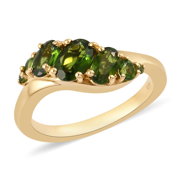 Natürlicher Chromdiopsid Ring 925 Silber vergoldet  ca. 1,02 ct image number 4