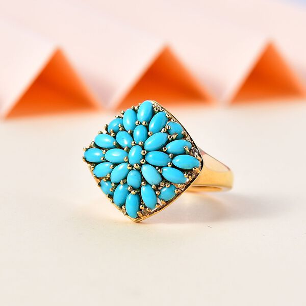 Sleeping Beauty Türkis und Zirkon Ring -  2,21 ct. image number 2