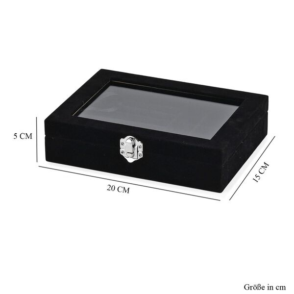 Elegante Schmuckbox aus edlem Samt mit Glasdeckel, 20x15x5 cm, Tiefschwarz image number 6