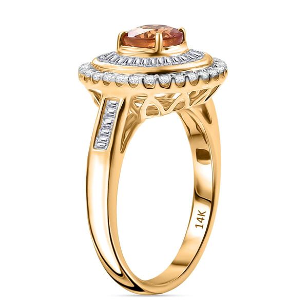 LUXORO zertifiziert und geprüft AAA Orange Saphir und Diamant Ring in 585 Gold - 1,96 ct. image number 4