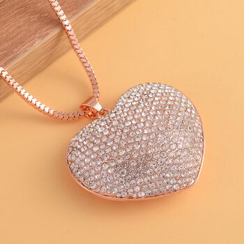 Kristall-Herz-Anh&auml;nger mit Kette in Ros&eacute;goldton - 5 ct.