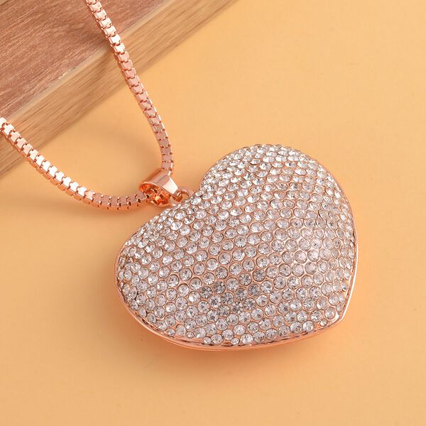 Kristall-Herz-Anhänger mit Kette in Roségoldton - 5 ct. image number 2
