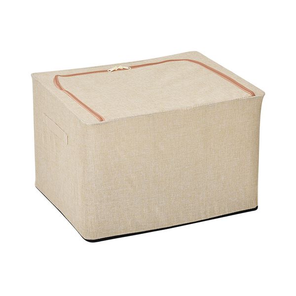 66L Stapelbare Aufbewahrungsbox mit Metallrahmen, Beige image number 4