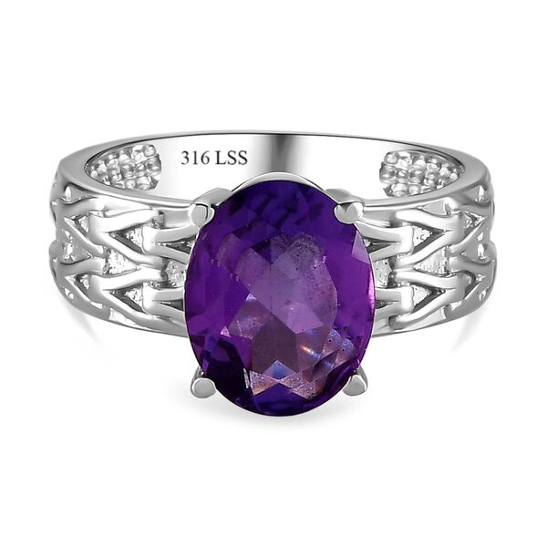Afrikanischer Amethyst Ring Edelstahl (Gr&ouml;&szlig;e 16.00) ca. 2,32 ct