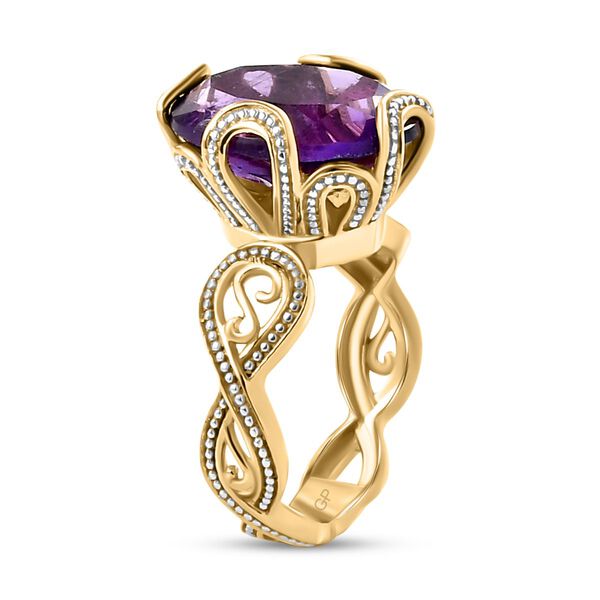 GP Art D&eacute;co Kollektion - Afrikanischer Amethyst und Kanchanaburi blauer Saphir-Ring in Silber image number 5