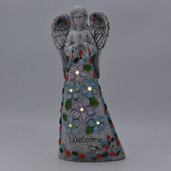 Solarleuchte - Engel, Gr&ouml;&szlig;e 8x9x36,5 cm, Grau und Mehrfarbig