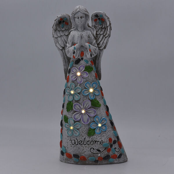 Solarleuchte - Engel, Gr&ouml;&szlig;e 8x9x36,5 cm, Grau und Mehrfarbig image number 2