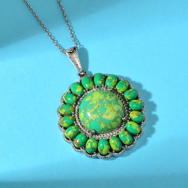 Gr&uuml;ner T&uuml;rkis Anh&auml;nger mit 50cm Kette - 32,83 ct. image number 2