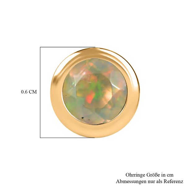 Nat&uuml;rliche, &auml;thiopische Welo Opal Ohrringe, 925 Silber 750 Gelbgold Vermeil - 0,35 ct. image number 7