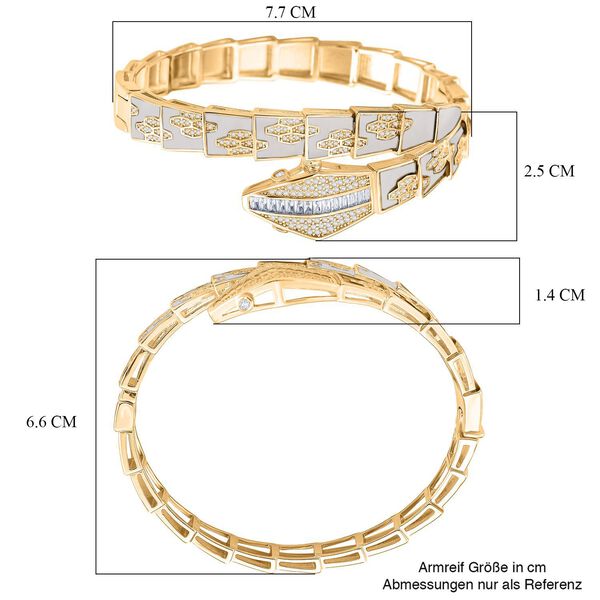 Weißer Zirkonia Armreif ca. 19 cm Nickelfreies Messing emailliert image number 5