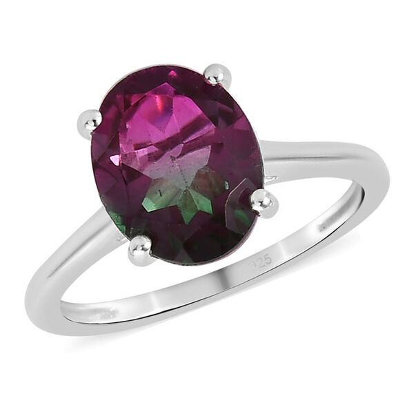 Wassermelonen Quarz Triplett Solit&auml;r-Ring, 925 Silber  ca. 2,78 ct image number 2