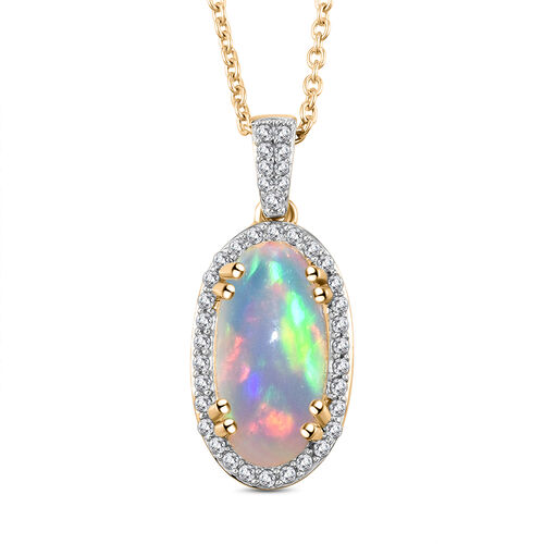 AA äthiopischer Welo Opal und Zirkon-Anhänger mit 50cm Kette - 3,76 ct. image number 0