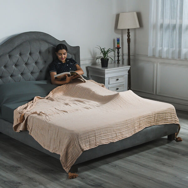 3-lagige Musselin Baumwoll-Sommerdecke, Braun image number 0