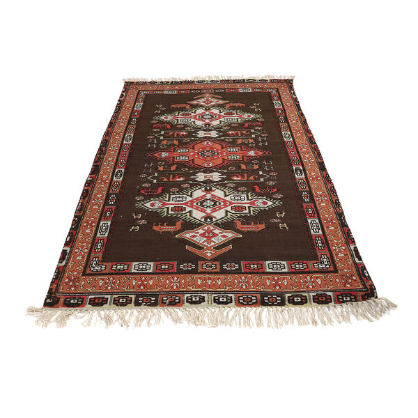 Handgewebter bedruckter L&auml;ufer aus 100 % Baumwolle, 180x120 cm, Braun image number 3