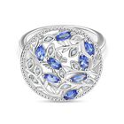 D’joy Tansanit, Weißer Zirkon Ring 925 Silber platiniert (Größe 17.00) ca. 0,86 ct