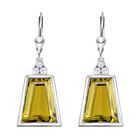 Ouro Verde-Quarz und weiße Zirkon-Ohrringe, 925 Silber platiniert ca. 18.10 ct