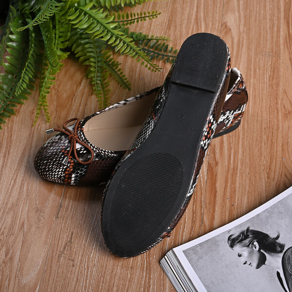 LA MAREY - Damen Ballerinas, Schlangenhautmuster, Größe 40, Schwarz und Nude image number 5